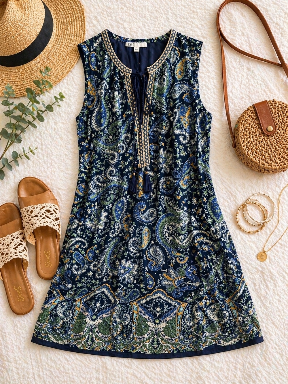 DR2 Paisley Sleeveless Dress Boho 1X